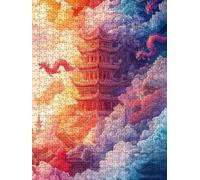 Jigsaw Puzzle 1000 Piece, Dragon Smoke Puzzles for Adults 1000, Jigsaw Puzzle Games Classic Educational, Wooden Puzzles, The Impossible Challenge, for Home Wall Decoration Gift BXHZW1-607