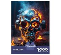 Jigsaw Puzzle 1000 Piece Dynamic Flames Skull Puzzles for Adults Relax Games Stress Reliever Deal As Gifts for The Whole Family 70x50cm/1000pcs