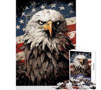 Jigsaw Puzzle 1000 Piece Eagle American Flag Anti-Stress Toys Great Gift for Games for Educational Game Artists Collection, Fine Art Size 38x26cm