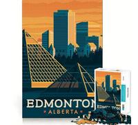 Jigsaw Puzzle 1000 Piece Edmonton Travel Poster Fine Joint Fun Problem Solving Toy Quiet Game Time Xmas Decor Gift (38x52cm)