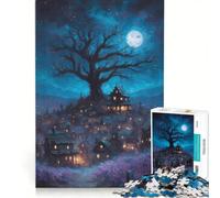 Jigsaw Puzzle 1000 Piece Eerie Village Under Moonlight, Hands-on Game, Train Your Brain And Hands, Unique Birthday And Xmas Gifts 50x75cm