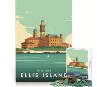 Jigsaw Puzzle 1000 Piece Ellis Island New York Accurate Cut Art Smart Play Gift Easy Play Game Birthday Decor Gift (50x75cm)