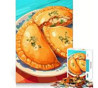 Jigsaw Puzzle 1000 Piece Empanadas on A Plate Illustration Fine Joint Fun Problem Solving Toy Quiet Game Time Xmas Decor Gift (38x52cm)
