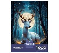 Jigsaw Puzzle 1000 Piece Enchanted Forest Moonlit Deer Puzzles for Adults Family Game Improve Memory Deal As Gifts for The Whole Family 52x38cm/1000pcs