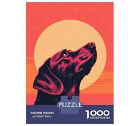 Jigsaw Puzzle 1000 Piece Faithful Dog Vector Portrait with Sunset Backdrop Puzzles for Adults Relax Games Stress Reliever Deal As Gifts for The Whole Family 38x26cm/1000pcs