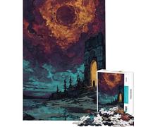 Jigsaw Puzzle 1000 Piece Fantasy Landscape with Ruin And Eclipse Help The Brain Exercise Home Decoration Family Game for 14+ Puzzle Game Offered (38x26cm)
