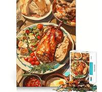 Jigsaw Puzzle 1000 Piece Festive Food Feast Illustration Flawless Fit Art Thinking Skill Game Rest Time Play Christmas Art Gift (50x75cm)