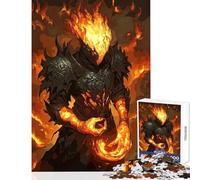 Jigsaw Puzzle 1000 Piece Fiery Warrior Dark Armor Relaxing Games for The Whole Family Toy Wall Decor with Fully Interlocking Randomly Shaped Pieces (26X38cm)