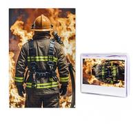 Jigsaw Puzzle 1000 Piece Firefighter Fireman Flame Puzzles for Adults Custom Puzzles from Photos Personalized Picture Wooden Puzzle Gifts for Family Wedding Birthdays Anniversaries