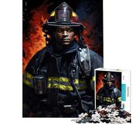 Jigsaw Puzzle 1000 Piece Firefighter Flame Jigsaw Puzzle 1000 Home Decoration Toys Perfect Decoration for Is Ideal As A Gifts (38x52cm)
