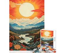Jigsaw Puzzle 1000 Piece Floral Valley Landscape with River And Sun Educational Game Analysis And Logic Anti-Stress Toys Unique Birthday And Xmas Gifts (26X38cm)