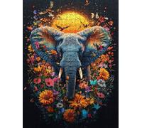 Jigsaw Puzzle 1000 Piece, Flower Elephant Puzzles for Adults 1000, Jigsaw Puzzle Games Classic Educational, Wooden Puzzles, The Impossible Challenge, for Home Wall Decoration Gift BXHZW1-410