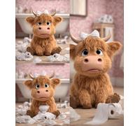 Jigsaw Puzzle 1000 Piece for Adult Funny highland cow In the bathroom with toliet Paper Jigsaw Puzzle 1000 PCS Funny Highland Cow Wooden Puzzles Fun and Challenging Family Game