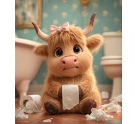 Jigsaw Puzzle 1000 Piece for Adult Funny highland cow In the bathroom with toliet Paper Jigsaw Puzzle 1000 PCS Funny Highland Cow Wooden Puzzles Fun and Challenging Family Game