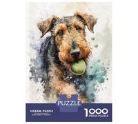 Jigsaw Puzzle 1000 Piece for Adults Airedale with Tennis Ball Jigsaw Puzzle Fun Games A Work of Art Deal As Gifts for The Whole Family 70x50cm/1000pcs