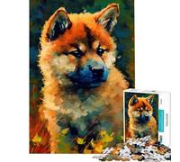 Jigsaw Puzzle 1000 Piece for Adults Akita Puppy Art Fun at Home Activities, For Family Fun Practical Game for 14+ Puzzle Game Offered (50x75cm)