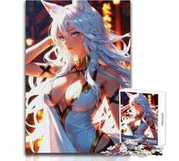 Jigsaw Puzzle 1000 Piece for Adults Anime Fox Girl with White Hair Home Art Decor Practical Game for And 14 Years And over (size 38x52cm)