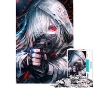 Jigsaw Puzzle 1000 Piece for Adults Anime Girl with Gun Challenging To Complete Pattern Assembly Home Decoration Toys for And from 14 Years And over (38X26cm)