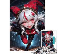 Jigsaw Puzzle 1000 Piece for Adults Anime Jester Girl with Playing Cards for Birthday, Chrismas Hand Speed Race Brain Teaser Game for Age 14+ Game (38x52cm)