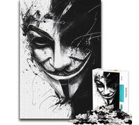 Jigsaw Puzzle 1000 Piece for Adults Anonymous Mask Art Vendetta Difficult Hard Relaxing Games Suitable for Ages 14 And Up 38x52cm