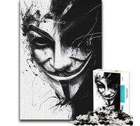 Jigsaw Puzzle 1000 Piece for Adults Anonymous Mask Art Vendetta Difficult Hard Relaxing Games Suitable for Ages 14 And Up 38x26cm