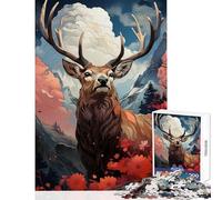 Jigsaw Puzzle 1000 Piece for Adults Antlered Majesty Practical Game Learning Educational Home Decoration Toys Artists' Collection, Fine Arts (26X38cm)