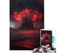 Jigsaw Puzzle 1000 Piece for Adults Apocalyptic Red Storm Over The Ocean Relax Games Toys Educational Games Birthday Gifts Presents for Women (Size 38x26cm)