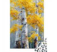 Jigsaw Puzzle 1000 Piece for Adults Autumn Birch Trees Painting Jigsaws for Adults Family Game Wall Decoration Deal As Gifts for The Whole Family 52x38cm/1000pcs