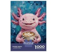 Jigsaw Puzzle 1000 Piece for Adults Axolotl with Coffee Painting Jigsaw Toy Wall Decor Analysis And Logic Deal As Gifts for The Whole Family 70x50cm/1000pcs