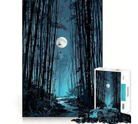 Jigsaw Puzzle 1000 Piece for Adults Bamboo Forest Moonlight Smooth Edge Play Focus Building Toy Quiet Time Game Xmas Scene Art (38x52cm)