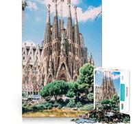 Jigsaw Puzzle 1000 Piece for Adults Barcelona Spain Church Smooth Edge Play Focus Building Toy Quiet Time Game Xmas Scene Art (38x26cm)
