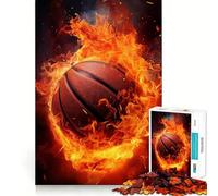 Jigsaw Puzzle 1000 Piece for Adults Basketball on Fire Smooth Edge Play Focus Building Toy Quiet Time Game Xmas Scene Art (50x75cm)