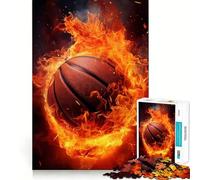 Jigsaw Puzzle 1000 Piece for Adults Basketball on Fire Smooth Edge Play Focus Building Toy Quiet Time Game Xmas Scene Art (38x52cm)
