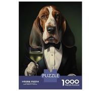 Jigsaw Puzzle 1000 Piece for Adults Basset Hound in Tuxedo Jigsaws for Adults Family Game Wall Decoration Deal As Gifts for The Whole Family 52x38cm/1000pcs
