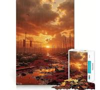 Jigsaw Puzzle 1000 Piece for Adults Battlefield Aftermath with Red Flags Ideal Cut Decor Mental Focus Game Chill Game Play Xmas Scene Art (38x52cm)