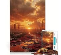 Jigsaw Puzzle 1000 Piece for Adults Battlefield Aftermath with Red Flags Smooth Edge Play Focus Building Toy Quiet Time Game Xmas Scene Art (50x75cm)