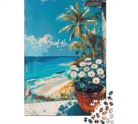 Jigsaw Puzzle 1000 Piece for Adults Beachside Daisies in Pot Jigsaws for Adults Family Game Wall Decoration Deal As Gifts for The Whole Family 52x38cm/1000pcs