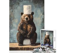 Jigsaw Puzzle 1000 Piece for Adults Bear Chef Hat Art Impossible Game Learning Educational DIY Toys Artists' Collection, Fine Arts (50X75cm)