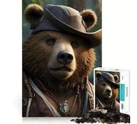 Jigsaw Puzzle 1000 Piece for Adults Bear Pirate Captain Smooth Edge Play Focus Building Toy Quiet Time Game Xmas Scene Art (38x52cm)