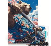 Jigsaw Puzzle 1000 Piece for Adults Bear Samurai Blossom Smooth Edge Play Focus Building Toy Quiet Time Game Xmas Scene Art (38x52cm)