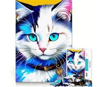 Jigsaw Puzzle 1000 Piece for Adults Beautiful Cat Portrait Ideal Cut Decor Mental Focus Game Chill Game Play Xmas Scene Art (38x52cm)