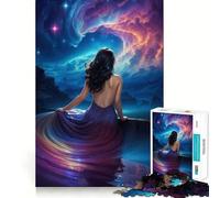 Jigsaw Puzzle 1000 Piece for Adults Beautiful Space Girl Ideal Cut Decor Mental Focus Game Chill Game Play Xmas Scene Art (50x75cm)