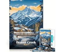 Jigsaw Puzzle 1000 Piece for Adults Beaver Creek Mountain Village Smooth Edge Play Focus Building Toy Quiet Time Game Xmas Scene Art (50x75cm)