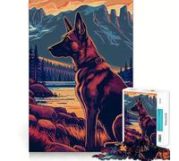 Jigsaw Puzzle 1000 Piece for Adults Belgian Malinois Nature Ideal Cut Decor Mental Focus Game Chill Game Play Xmas Scene Art (38x26cm)