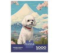 Jigsaw Puzzle 1000 Piece for Adults Bichon Frise Mount Fuji Puzzles for Adults Family Game Birthday Present Deal As Gifts for The Whole Family 52x38cm/1000pcs