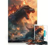 Jigsaw Puzzle 1000 Piece for Adults Big Dinosaur Roaring Smooth Edge Play Focus Building Toy Quiet Time Game Xmas Scene Art (38x26cm)