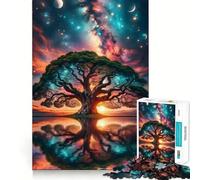 Jigsaw Puzzle 1000 Piece for Adults Big Tree in Space Smooth Edge Play Focus Building Toy Quiet Time Game Xmas Scene Art (38x52cm)