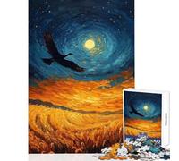 Jigsaw Puzzle 1000 Piece for Adults Bird Flying Over Golden Field Painting Educational Game Wall Art Toy Wall Decor Artists' Collection, Fine Arts (50x75cm)