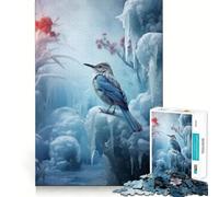 Jigsaw Puzzle 1000 Piece for Adults Bird in Ice World Ideal Cut Decor Mental Focus Game Chill Game Play Xmas Scene Art (50x75cm)