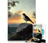 Jigsaw Puzzle 1000 Piece for Adults Bird on A Rock at Sunset Smooth Edge Play Focus Building Toy Quiet Time Game Xmas Scene Art (38x52cm)